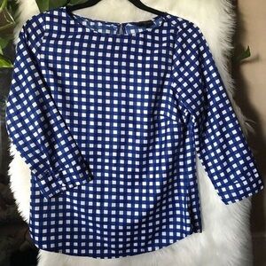 The Limited Navy and White Checkered Blouse
